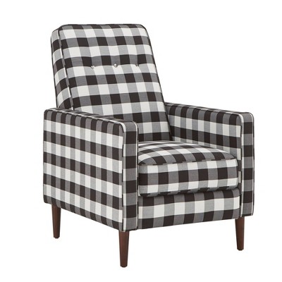 Inspire Q Herman Buffalo Check Plaid Accent Chair Black/White: Polyester Upholstery, Wood Frame, Modern Style