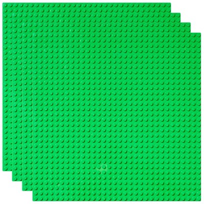 Strictly Briks Large Stackable Baseplates, For Building Bricks, Bases for Tables, Mats, Green, 4 Pack, 10x10 Inches