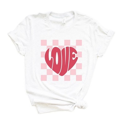 Simply Sage Market Women's Love Heart Checkered Short Sleeve Graphic Tee