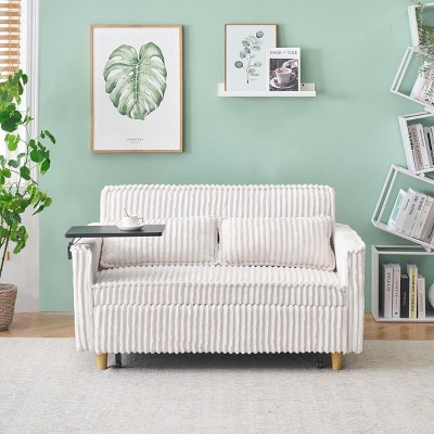 Compact Modern Sleeper Sofa with USB Port and Movable Tabletop for Living Room or Bedroom -3irtyhousy