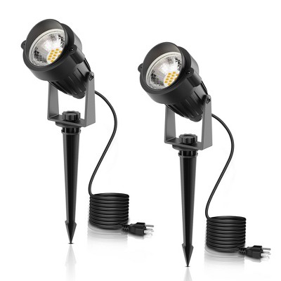 IP66 Waterproof 3000K Plug-in Outdoor Landscape Spot Lights, 5W Dusk to Dawn Integrated LED Spotlights for Yard (2-Pack)