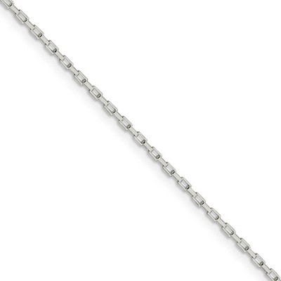 Black Bow Jewelry 1.3mm Sterling Silver Open Elongated Solid Box Chain Necklace