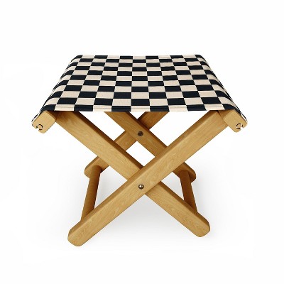 Cuss Yeah Designs Black Cream Checker Pattern Folding Stool