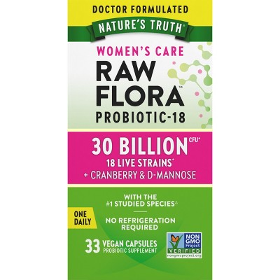 Nature's Truth Women's Care Raw Flora 30B Probiotic Capsules - 33ct