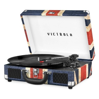 Victrola Journey 3-Speed Bluetooth Suitcase Record Player - UK Flag: Built-In Stereo Speakers, RCA Audio & 3.5mm Jack