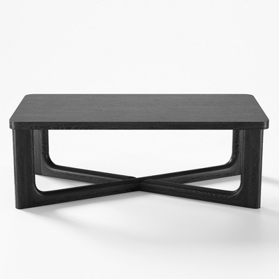 Wooakway Wood Coffee Table Teapoy End Table Side Table with Cross Legs for Livingroom