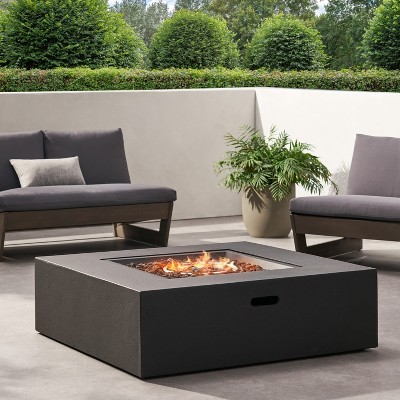 GDFStudio Hearth Outdoor 50,000 BTU Lightweight Concrete Square Fire Pit Table