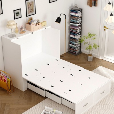 Famapy White Murphy Bed Bottom Pulley Mobile with Socket Sturdy and Durable
