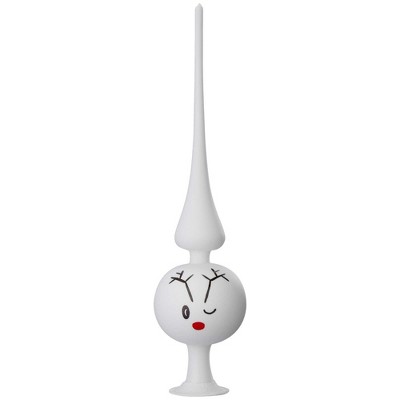 Inge Glas 13.25 In Rudi Reindeer Tree Topper Christmas Tree Topper , White Matte Nose Red (1PC)