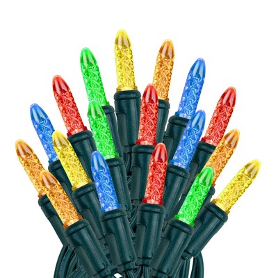 Novelty Lights M5 LED Christmas String Lights 50 Mini Bulbs (Green Wire, 25 Feet)