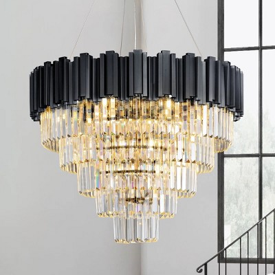27in Light Dimmable Tiered Chandelier With Crystal Light