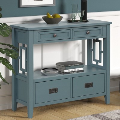 Kumasinova 36" Farmhouse Console Table with Drawers,Entryway Table with Storage Shelf,Solid Pine Wood Entry Table for Living Room&Kitchen