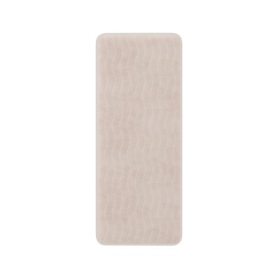 Microfiber Memory Foam Bathmat - Oversized Padded Nonslip Accent Rug for Bathroom, Kitchen, Laundry Room, Wave Pattern by Hastings Home (Ivory)