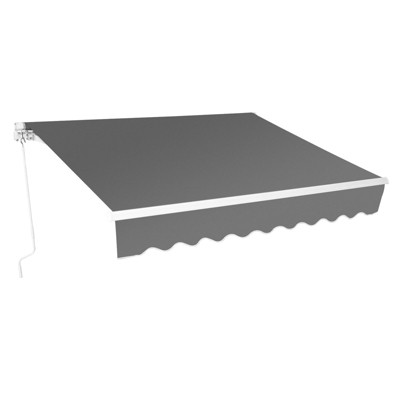 Karl Home | 13 ft. x 8 ft. Gray Polyester Cover Retractable Patio Awning