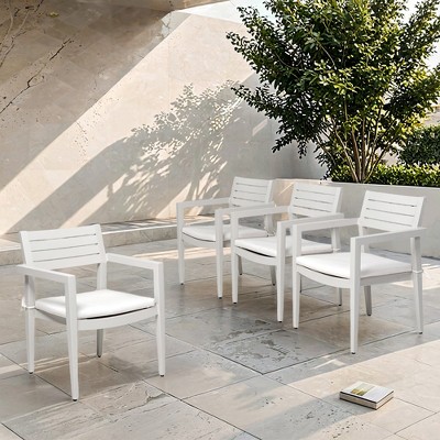 Christopher Knight Home Leila Modern Outdoor Aluminum Dining Chairs with Sunbrella Cushions (Set of 4)