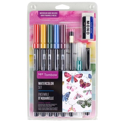 Tombow 10ct Watercolor Set: Fine Brush Markers for Art & Stationery, Multicolored Ink, Ages 14+