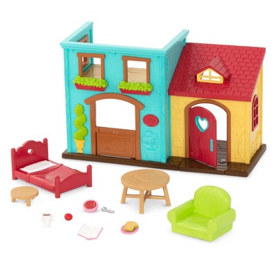 Li'l Woodzeez Townhouse Playset for Figurines Li'l Nextdoor Neighbors: Includes Play Food & Toy Furniture