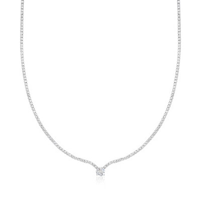 Ross-Simons 4.20 ct. t.w. CZ Solitaire-Style Tennis Necklace in Sterling Silver