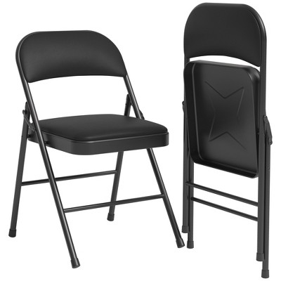 Folding Chairs with Padded Cushions, Portable Leather Upholstered Chair, Hold Up to 350 LBS, for Home, Office, Indoor & Outdoor Events