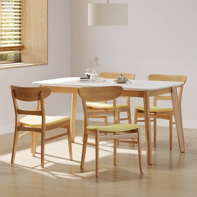 Christopher Knight Home Bryner Mid-Century Modern Fabric Upholstered Wood 5 Piece Dining Set