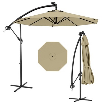 10FT  Cantilever Umbrella, Base Included - for 2-6 People, 360-Degree Rotation & Infinite Tilt, Fade-Resistant Canopy for Deck Pool Garden Backyard