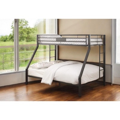 NicBex Twin XL over Queen Bunk Bed Metal Bed Frame with Ladder and Full Length Guardrail, Space Saving, No Box Spring Required