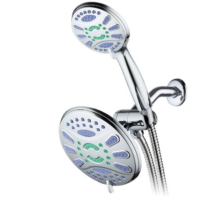 7" 48 Setting Elite High Pressure Ultra Luxury Three-Way Rainfall Shower Head Combo Chrome - AquaDance: ABS & Brass, 6ft Hose, Massage Mode