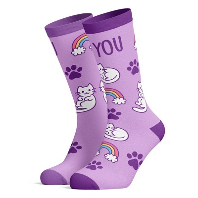 Crazy Dog Women's Be You Socks Funny Pet Cat Lover Cute Kitty Rainbow Novelty Footwear