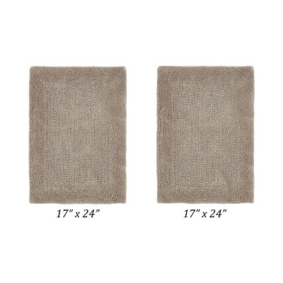 Edge Bath Rug 100% Premium Cotton Ultra-soft Water Absorbent Tufted Solid Reversible 2 Piece Bathroom Rug Set For Machine Washable Bathmat