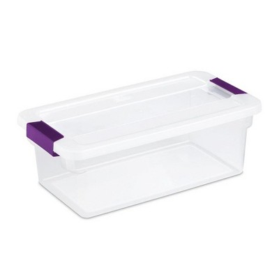 Sterilite 6 Quart Plastic ClearView Multipurpose Stacking Storage Container Tote with Secure Latching Lid for Home and Office Organization