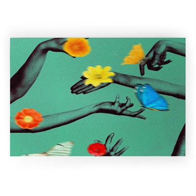 Chromoeye Jewels in Teal Welcome Mat - Deny Designs