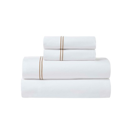 Cotton Two-Line Embroidered Sheet Set by Blue Nile Mills