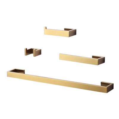 WOWOW 4-Pieces Bath Hardware Set with Hardware Included Toile Paper Holder Towel/Robe Hook Towel Bar/Rack in Brushed Nickel