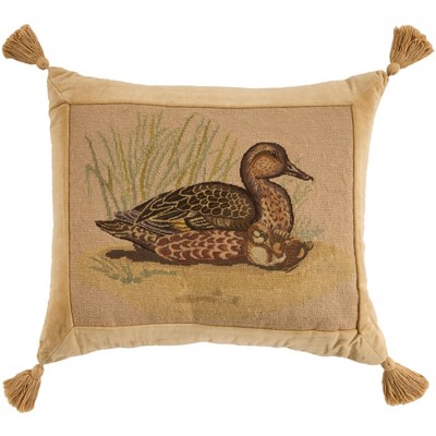 Mina Victory Vintage Ducks 22" x 26" Beige Indoor Throw Pillow
