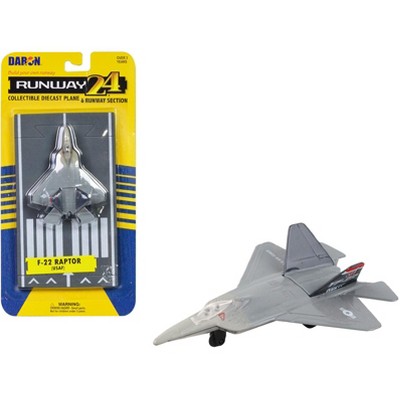 Lockheed Martin F-22 Raptor Stealth Aircraft Gray "US Air Force YF-22" w/Runway Section Diecast Model Airplane by Runway24