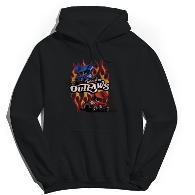 Woo Men's World Of Outlaws Fire Stencil Long Sleeve Graphic Cotton Sweatshirt Hoodie