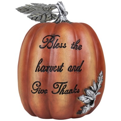 Northlight Bless the Harvest and Give Thanks Pumpkin Decoration - 10"