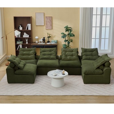 TIRAMISUBEST 39 inch Compression Sofa 2/4/6 Seats Chenille Foldable Floor Bed Fixed Frame Single Seater Boneless Modular Living Room Bedroom