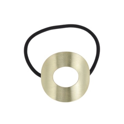 Unique Bargains Elegant Scrunchies Hair Elastic Band Gold Tone Black 1 Pc