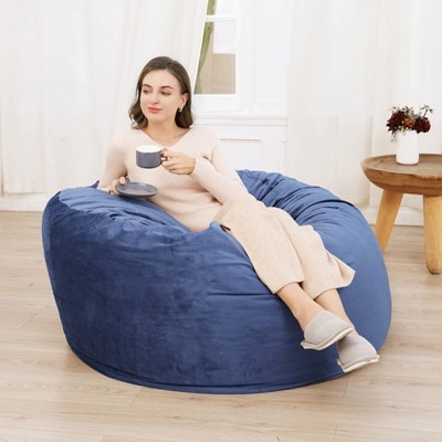 Giant 4ft Bean Bag Chair with High-Rebound Memory Foam, Plush Dutch Velvet Cover, Soft Foam-Filled Lazy Sofa for Kids & Adults