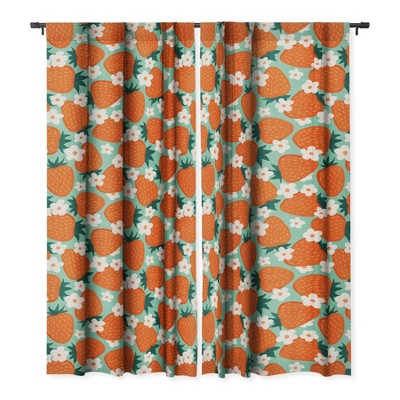 Avenie Strawberry Summer Set of 2 Panel Blackout Window Curtain - Deny Designs