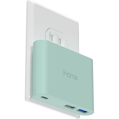 iHome 32W AC Pro Multi Port USB Wall Charger - Charging Station with 3 Ports (1 USB-C, 2 USB-A) Fast Charging, Universal Compatibility