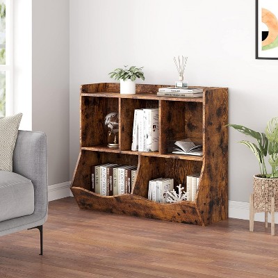 3-Tier Kids Toy Storage Organizer - 5-Cubby Bookcase with Tilt Bins for Nursery Playroom Bedroom