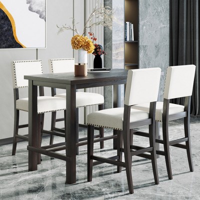 Whisen 5-Piece Counter Height Dining Set with Classic Elegant Table and 4 Chairs