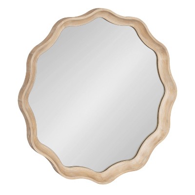 Kate & Laurel All Things Decor 28"X28" Hatherleigh Round Scallop Mirror Natural