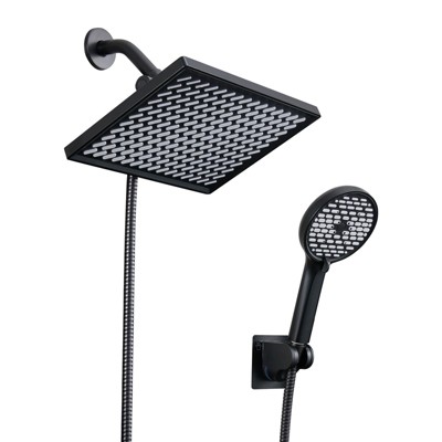 Cobbe Adjustable 12" Rectangular High Pressure Dual Shower Head with 6-Spray Handheld Shower