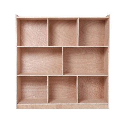 Clothing and Hat Storage Locker 2 Large Compartments 6 Small Compartments Uncoated Wooden Home Storage Organizer
