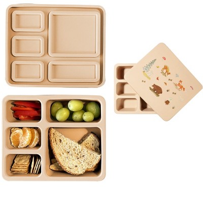 Austin Baby Co Leak-proof Silicone Bento Box for Toddlers and Kids- Durable & Eco-Friendly five compartment Lunch Box