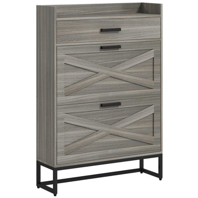 Chery Life Narrow Shoe Cabinet with 2 Flip Drawers, 1 Drawer, Entryway Hidden Shoe Storage for 12 Pairs of Shoes