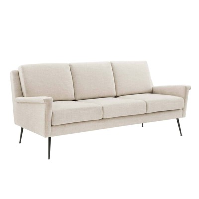 Chesapeake Fabric Sofa Black/Beige - Modway: Polyester Upholstery, Metal Frame, Modern Style, Seats 3